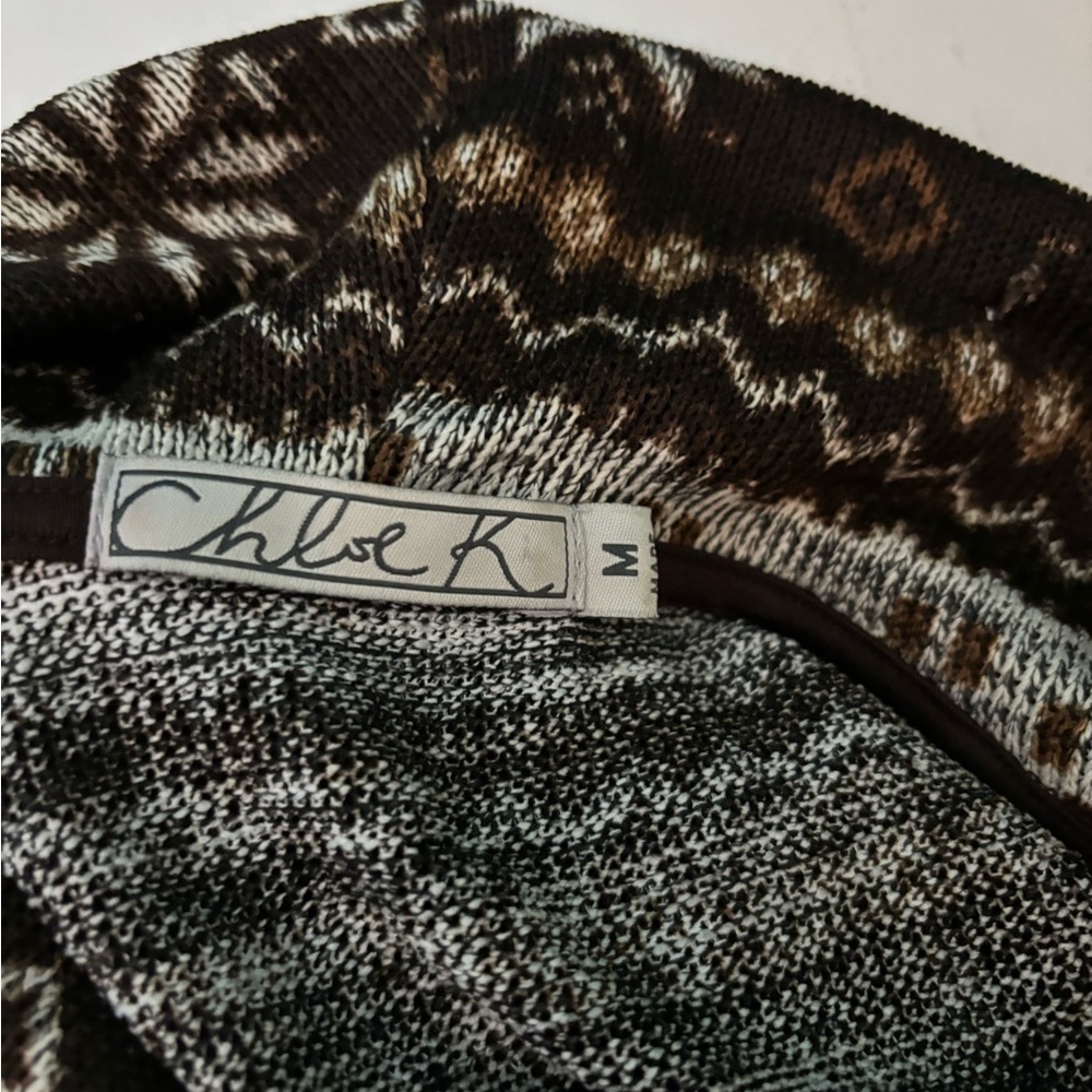 Chloe K Brown and Cream Patterned Cowl Neck Sweater - Picture 5 of 5